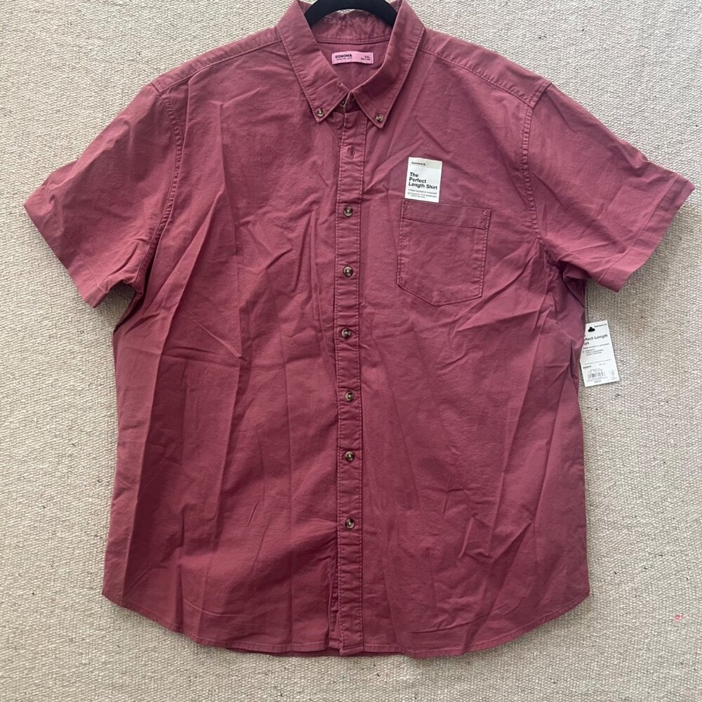 NWT SONOMA MENS THE PERFECT LENGTH SHIRT PINK SZ XXL